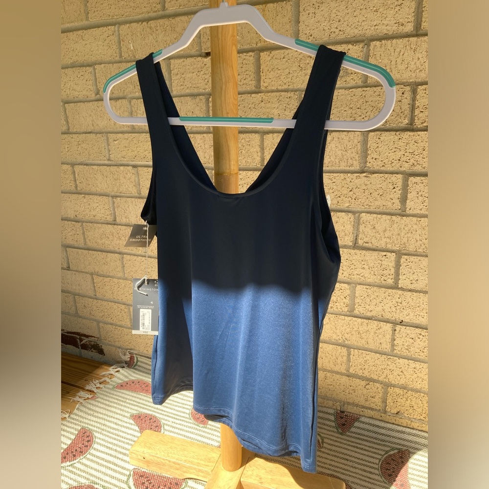 Worthington Ultra Smoothing Shaping Layering Navy Petrol Blue V Neck Tank Top - Picture 12 of 13